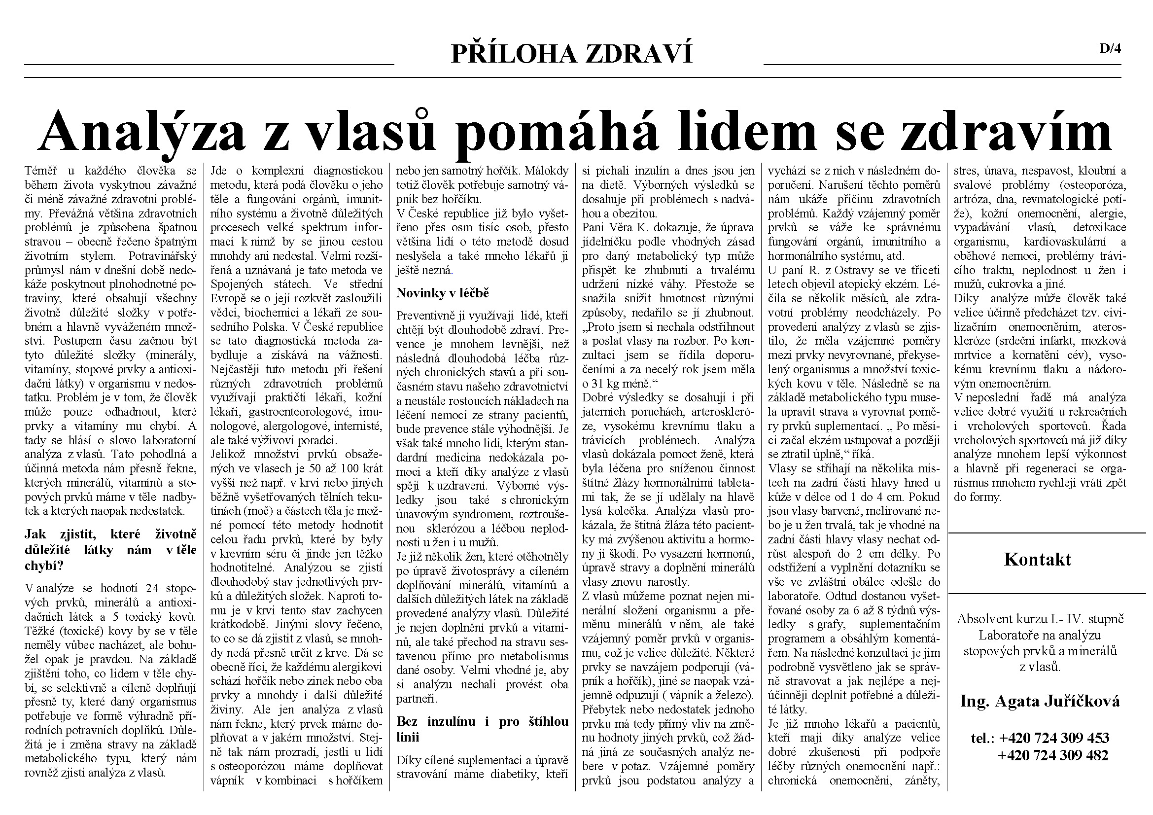 analýza prvků z vlasů